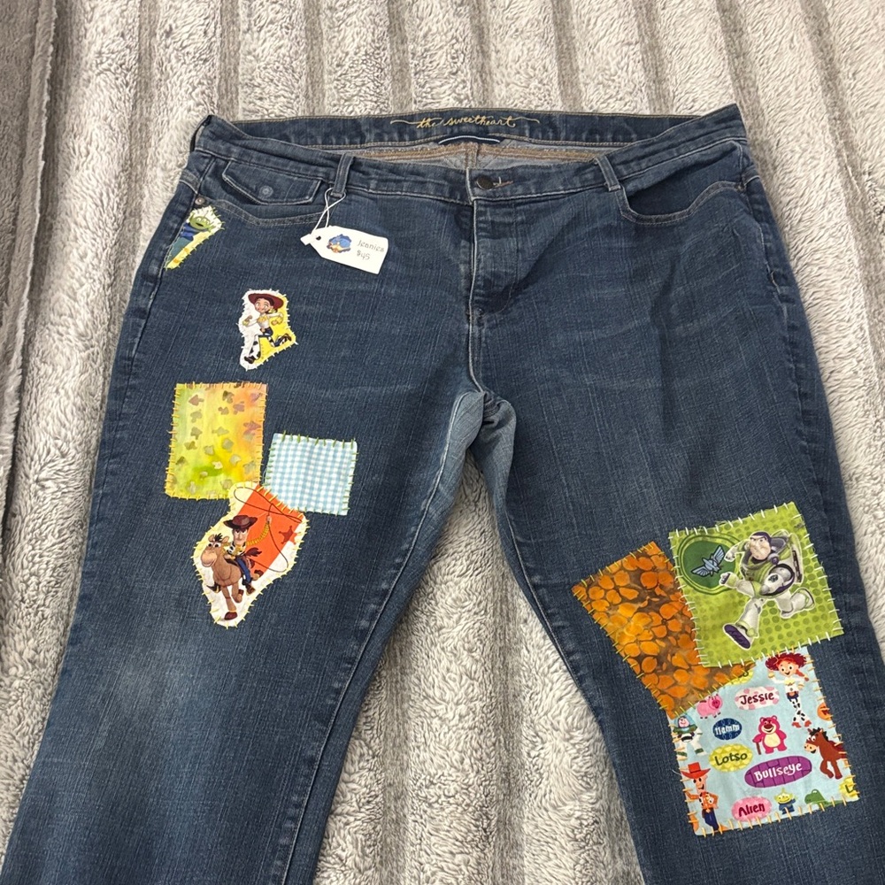 OTTO Women's Blue Jeans with Colorful Patchwork
